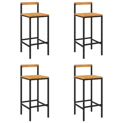 vidaXL Barové stoličky 4 ks černé polyratan a masivní akáciové dřevo