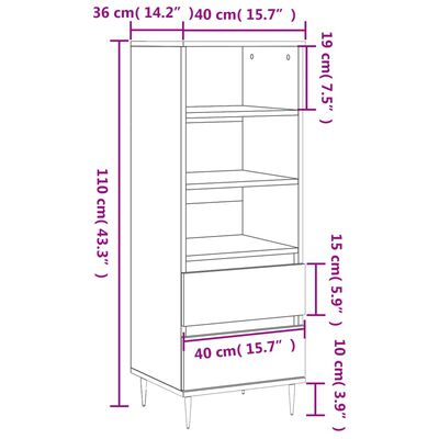 vidaXL Skříň highboard dub sonoma 40 x 36 x 110 cm kompozitní dřevo