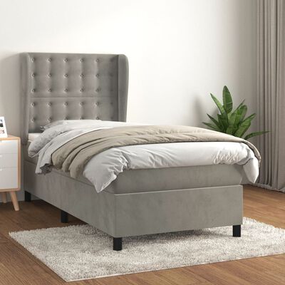 vidaXL Box spring postel s matrací světle šedá 80 x 200 cm samet