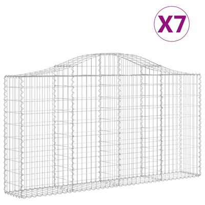 vidaXL Klenuté gabionové koše 7 ks 200x30x100/120cm pozinkované železo