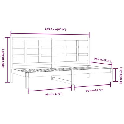 vidaXL Válenda bez matrace bílá 90 x 200 cm masivní borovice