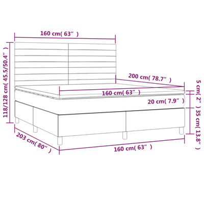 vidaXL Box spring postel s matrací růžová 160x200 cm samet