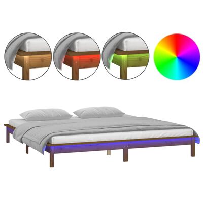 vidaXL Rám postele s LED světlem medově hnědý 140x200 cm masivní dřevo