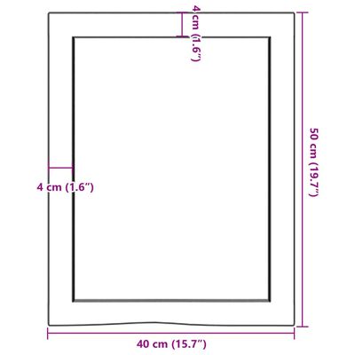 vidaXL Koupelnová deska hnědá 40x50x(2-6) cm ošetřený masivní dřevo