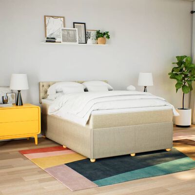 vidaXL Box spring postel s matrací krémová 140x190 cm textil