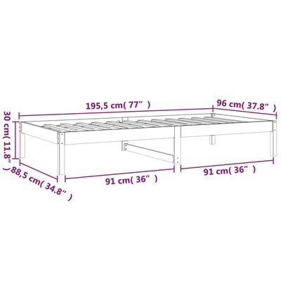 vidaXL Válenda 90 x 190 cm Single masivní borové dřevo