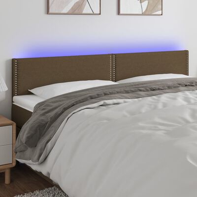 vidaXL Čelo postele s LED tmavě hnědé 180x5x78/88 cm textil