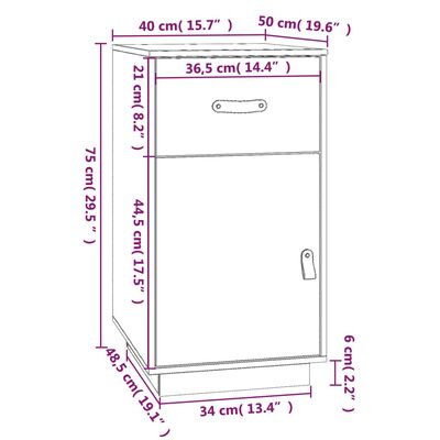 vidaXL Skříňka k psacímu stolu medová 40x50x75 cm masivní borové dřevo