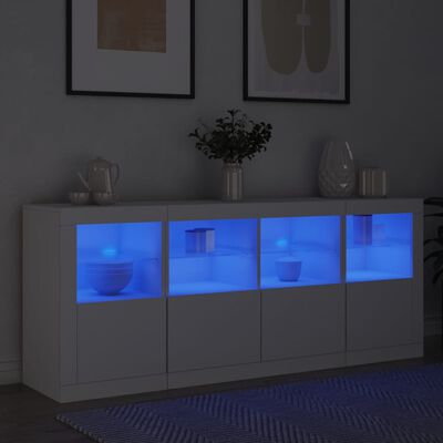 vidaXL Příborník s LED osvětlením bílý 163 x 37 x 67 cm