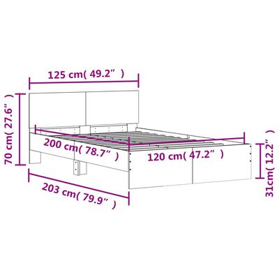 vidaXL Rám postele s čelem černý 120 x 200 cm