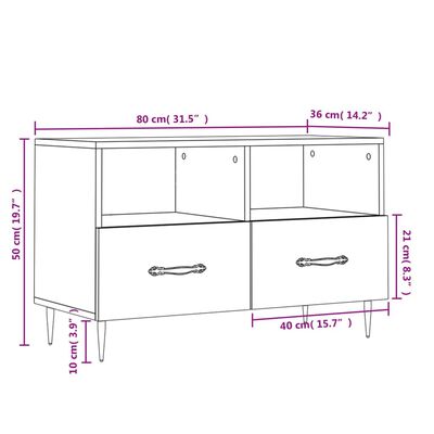 vidaXL TV skříňka černá 80 x 36 x 50 cm kompozitní dřevo