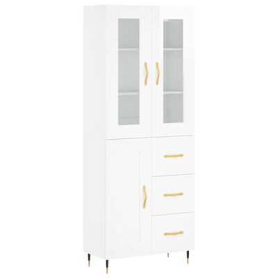 vidaXL Skříň highboard lesklá bílá 69,5 x 34 x 180 cm kompozitní dřevo