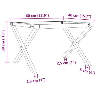 vidaXL Nohy ke konferenčnímu stolu X rám 60 x 40 x 38 cm litina