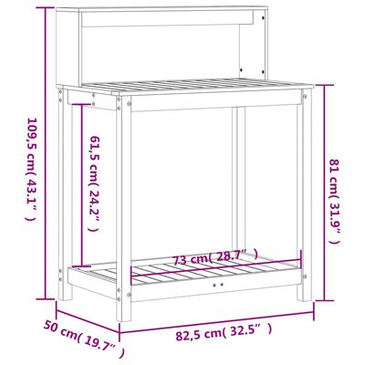 vidaXL Přesazovací stůl s policemi bílý 82,5x50x109,5 cm borové dřevo