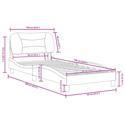 vidaXL Rám postele s LED osvětlením hnědý 90 x 190 cm umělá kůže