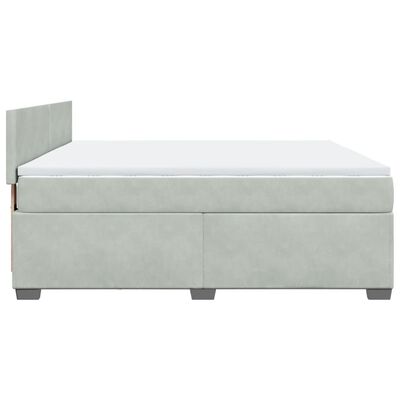 vidaXL Box spring postel s matrací světle šedá 180x200 cm samet