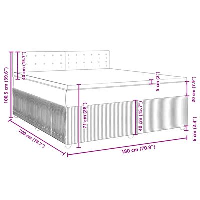 vidaXL Box spring postel s matrací světle šedá 180x200 cm samet