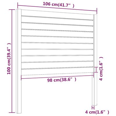 vidaXL Čelo postele bílé 106 x 4 x 100 cm masivní borovice