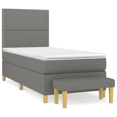 vidaXL Box spring postel s matrací tmavě šedá 90x190 cm textil