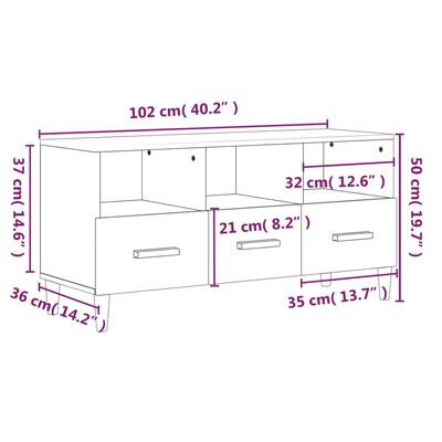 vidaXL TV skříňka kouřový dub 102 x 36 x 50 cm kompozitní dřevo