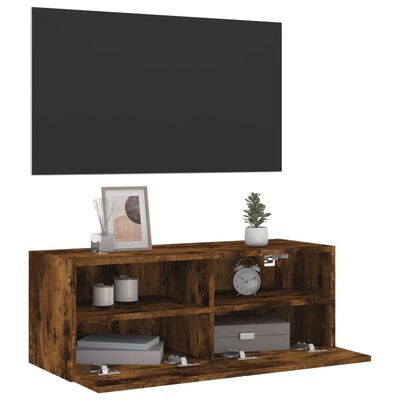 vidaXL Nástěnná TV skříňka kouřový dub 80x30x30 cm kompozitní dřevo