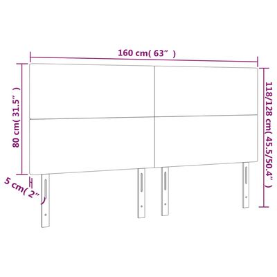 vidaXL Čelo postele 4 ks černé 80 x 5 x 78/88 cm samet