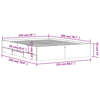 vidaXL Rám postele se zásuvkami dub sonoma 150x200 cm kompozitní dřevo