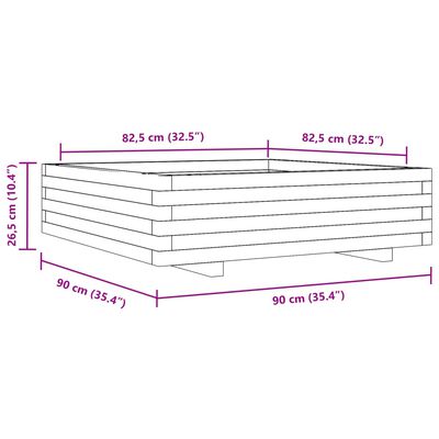 vidaXL Zahradní truhlík bílý 90 x 90 x 26,5 cm masivní borové dřevo