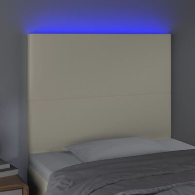 vidaXL Čelo postele s LED krémové 100x5x118/128 cm umělá kůže