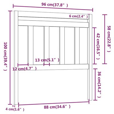 vidaXL Čelo postele 96 x 4 x 100 cm masivní borovice