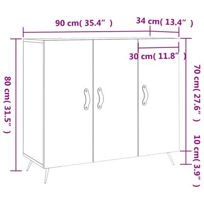 vidaXL Příborník bílý s vysokým leskem 90x34x80 cm kompozitní dřevo