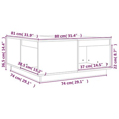 vidaXL Konferenční stolek bílý 80x81x36,5 cm masivní borové dřevo