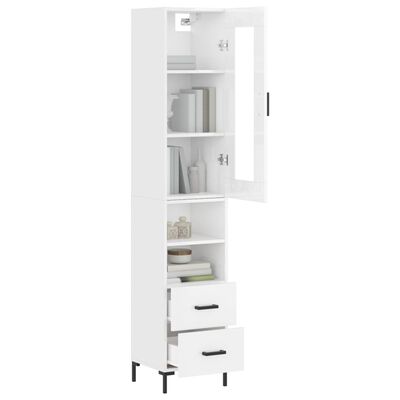 vidaXL Skříň highboard bílá s vysokým leskem 34,5x34x180 cm kompozit