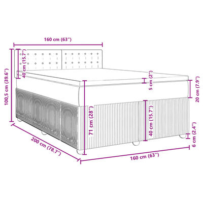 vidaXL Box spring postel s matrací modrá 160 x 200 cm samet