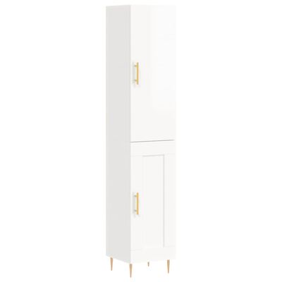 vidaXL Skříň highboard bílá s vysokým leskem 34,5x34x180 cm kompozit