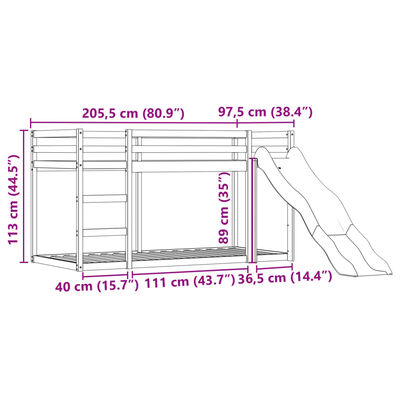 vidaXL Patrová postel se skluzavkou a závěsy bílá a černá 90 x 200 cm