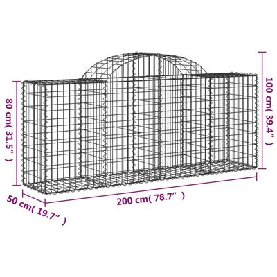 vidaXL Klenuté gabionové koše 3 ks 200x50x80/100 cm pozinkované železo