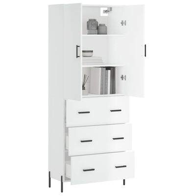 vidaXL Skříň highboard lesklá bílá 69,5 x 34 x 180 cm kompozitní dřevo