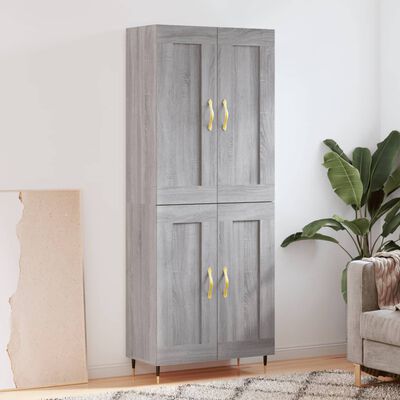 vidaXL Skříň highboard šedá sonoma 69,5 x 34 x 180 cm kompozitní dřevo