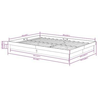 vidaXL Rám postele masivní dřevo 150 x 200 cm King Size