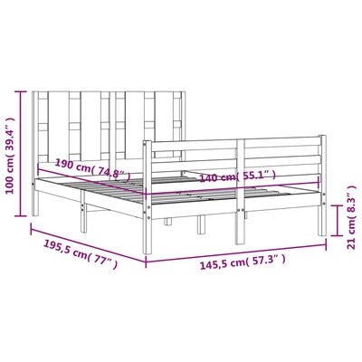 vidaXL Rám postele s čelem 140 x 190 cm masivní dřevo