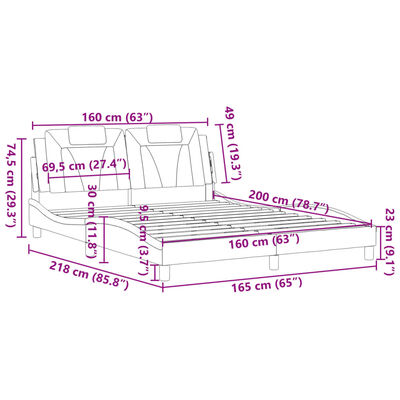 vidaXL Rám postele s čelem bílý 160x200 cm umělá kůže