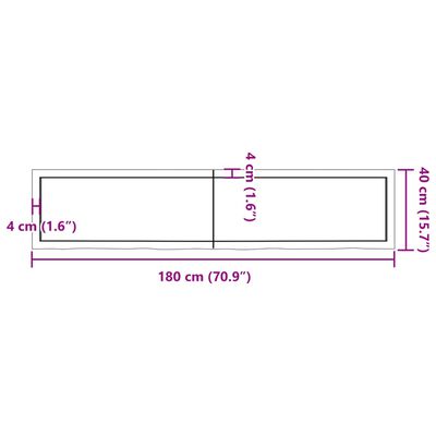 vidaXL Stolní deska tmavě hnědá 180x40x(2-6)cm ošetřený masivní dub