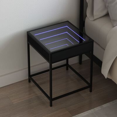 vidaXL Noční stolek s Infinity LED černý 40 x 40 x 51 cm