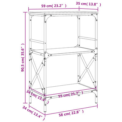 vidaXL Knihovna se 3 policemi šedá sonoma 59 x 35 x 90,5 cm kompozit