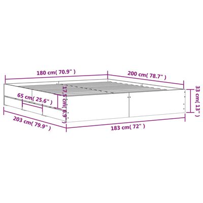 vidaXL Rám postele se zásuvkami dub sonoma 180x200 cm kompozitní dřevo