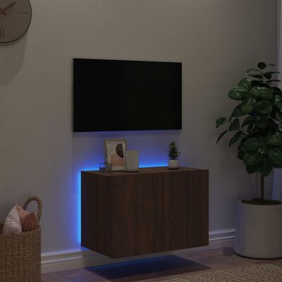 vidaXL Nástěnná TV skříňka s LED osvětlením hnědý dub 60 x 35 x 41 cm