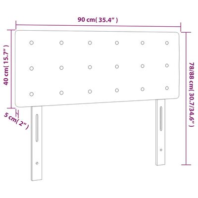 vidaXL Čelo postele s LED světle šedé 90x5x78/88 cm textil