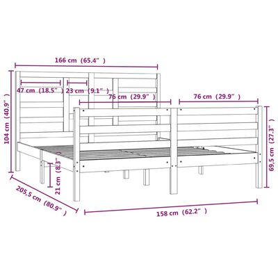 vidaXL Rám postele bez matrace masivní dřevo 160 x 200 cm