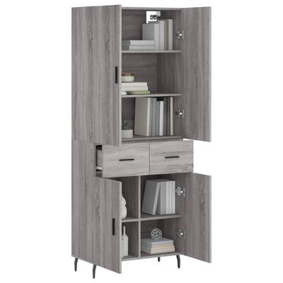 vidaXL Skříň highboard šedá sonoma 69,5 x 34 x 180 cm kompozitní dřevo